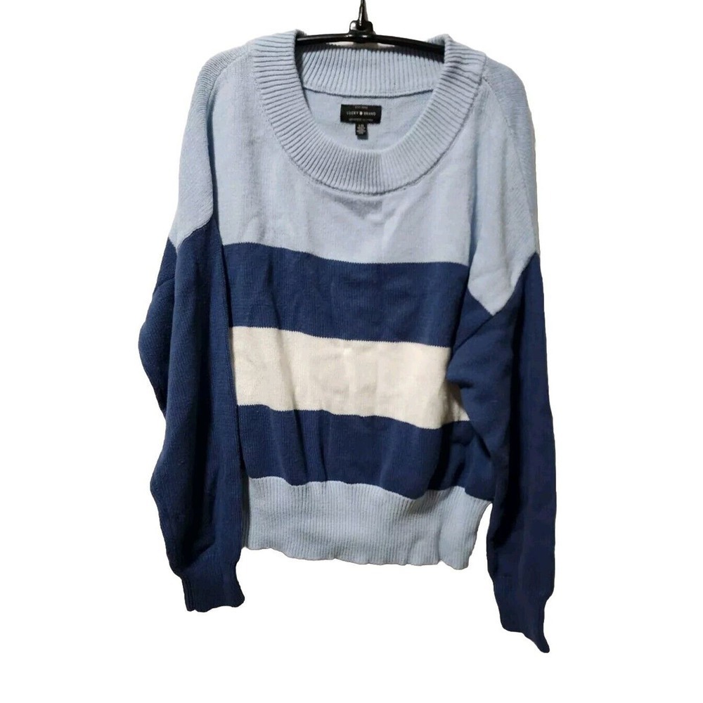 Lucky Brand Sweater Women's Size Large Color Block Knit Pullover Wide Stripe